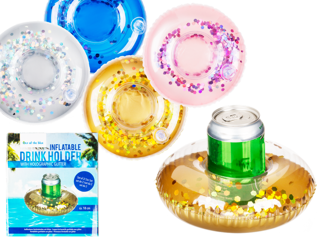 Pool Float Drink Holder Holographic Glitter 2-pack
