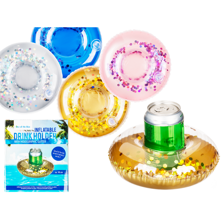 Pool Float Drink Holder Holographic Glitter 2-pack