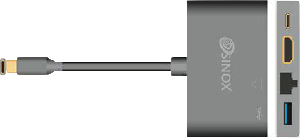 Sinox USB-C adapter med HDMI, USB-C och Ethernet