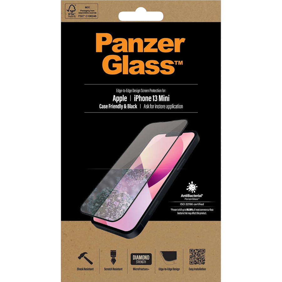 PanzerGlass kant-til-kant skjermbeskyttelse iPhone 13 mini