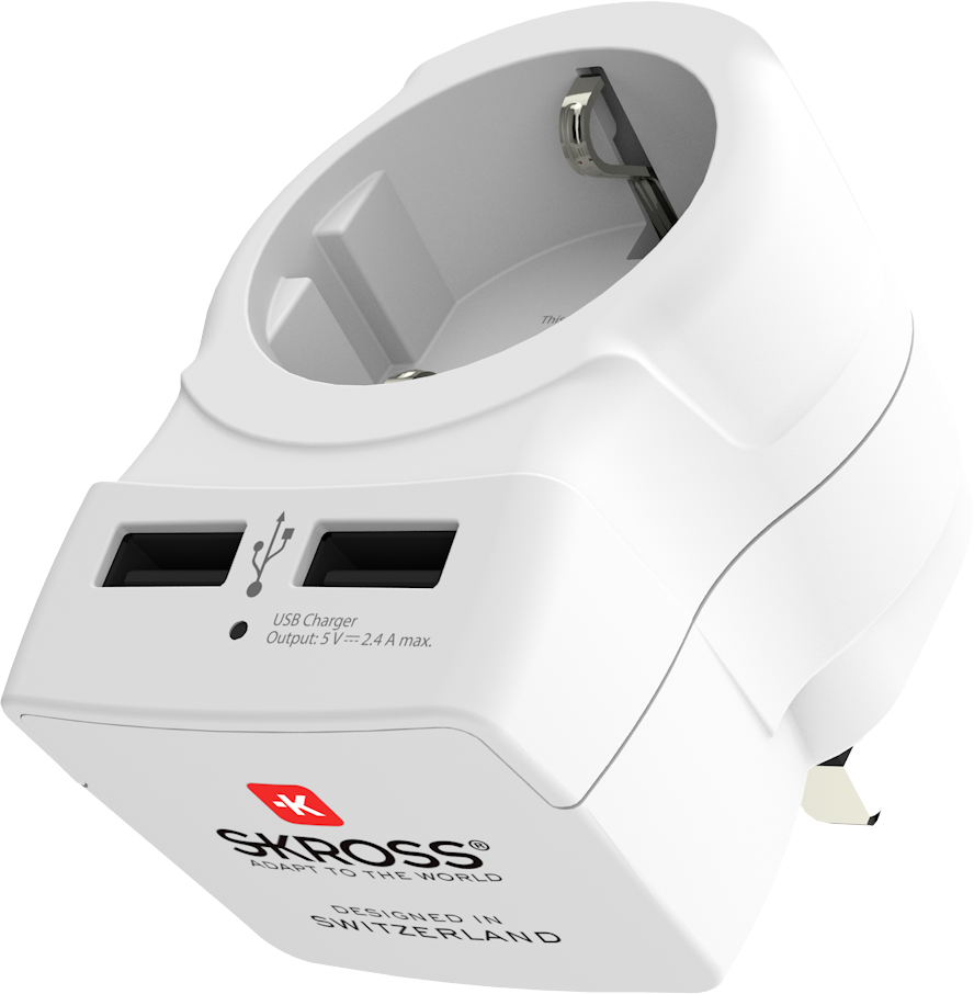 SKROSS Travel Adapter Europe to UK USB