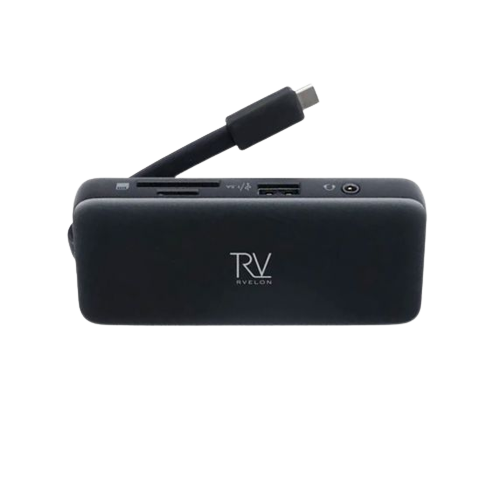 Rvelon 6-i-1 USB-C hub Multifunksjon i Aluminium