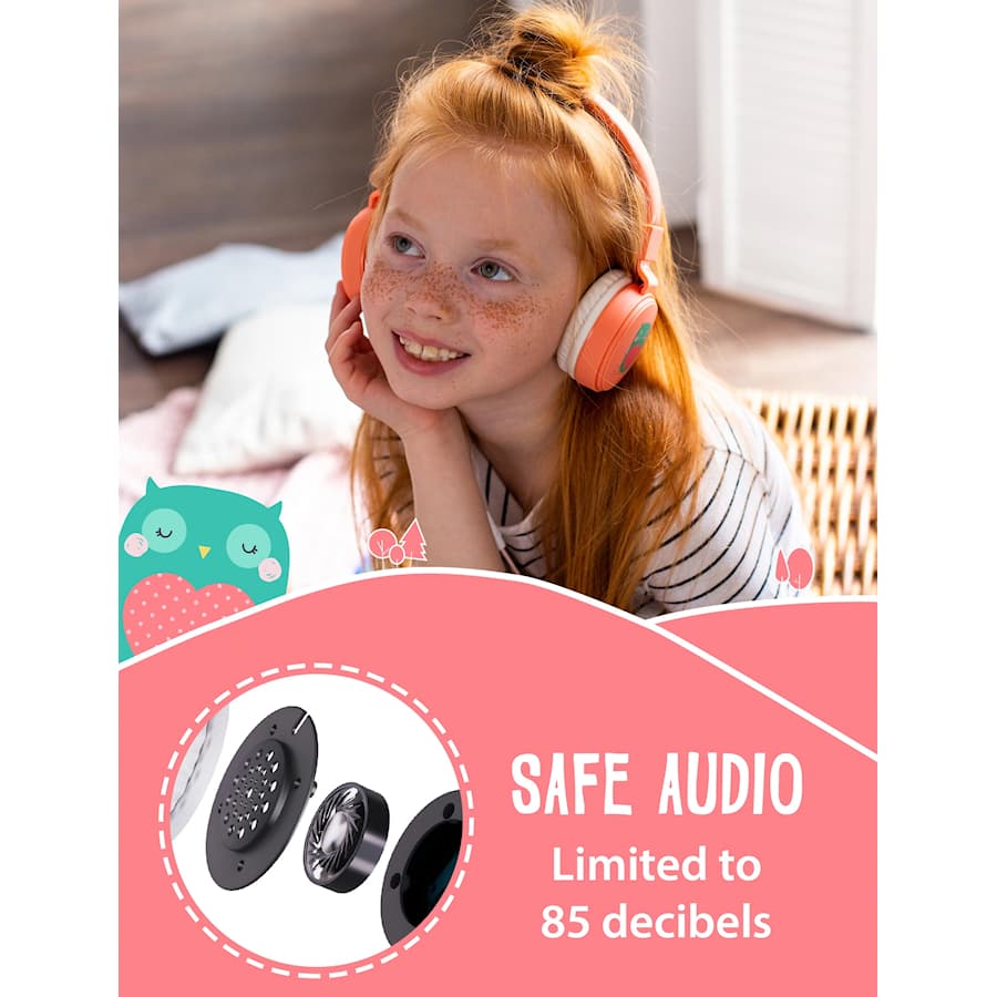 Planet Buddies Kids Headphones Wired Owl Pink