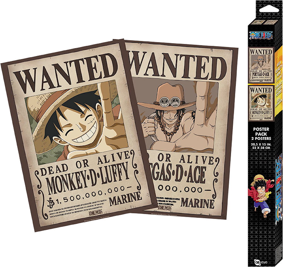 One Piece - 2-pack Posters Chibi - Wanted Luffy & Ace
