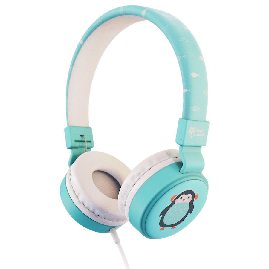 Planet Buddies Kids Headphones Wired Penguin Blue
