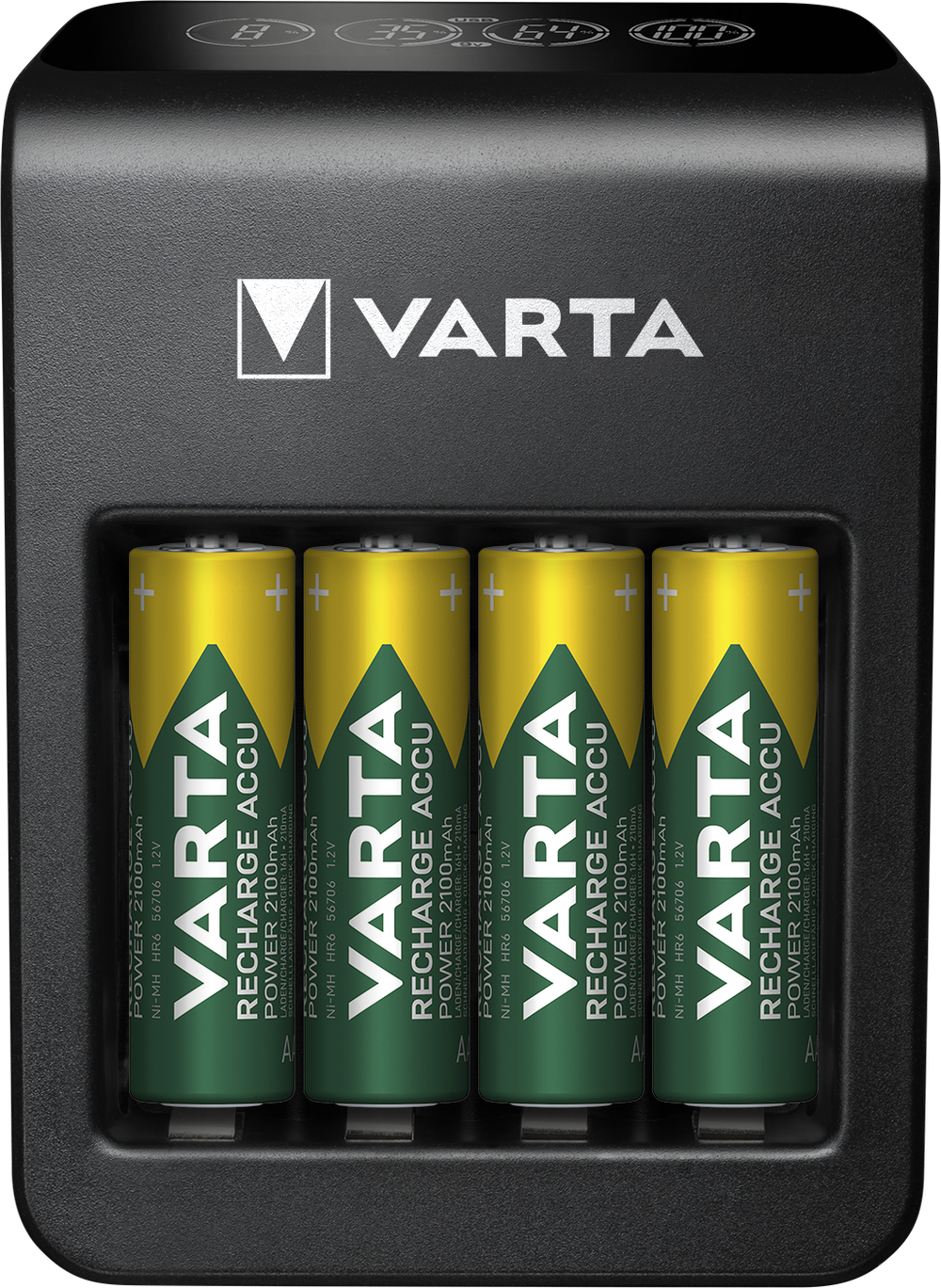 VARTA LCD Plug Charger+ batterilader med 4stk AA 56706 2100mAh-batteri