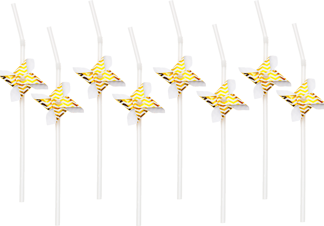 Plastic Straws Spinners Gold 8-P