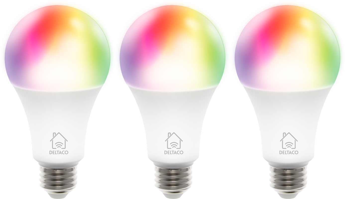 3-pack smarte E27 RGB-lyspærer