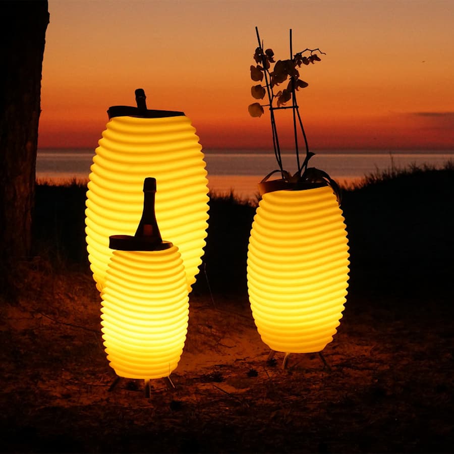 Kooduu Synergy LED-lampe med høyttaler og vinkjøler