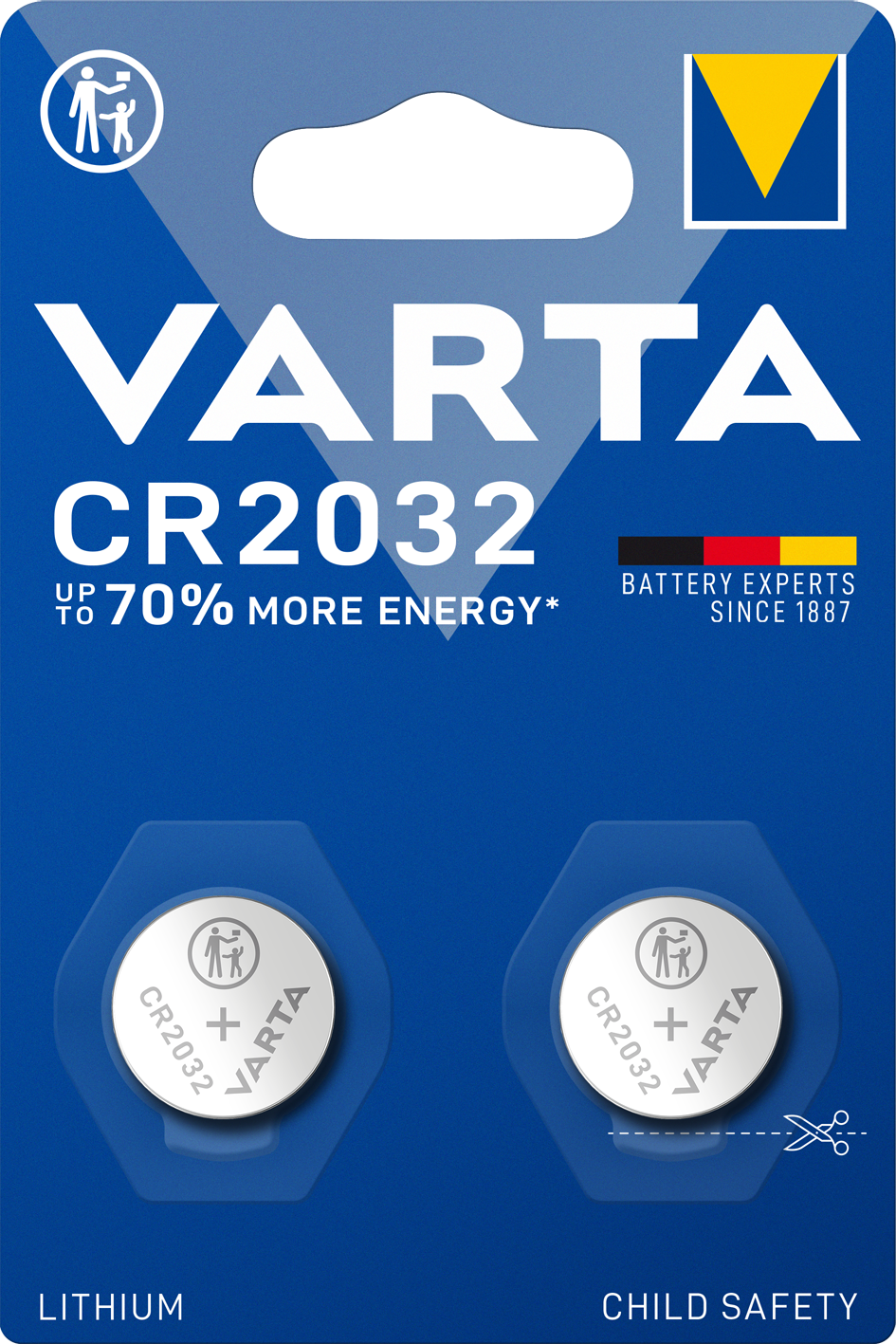 VARTA Lithium knappcellebatteri CR2032 2-pakk