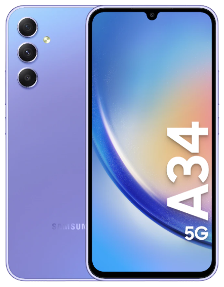 Brukt Samsung Galaxy A34 5G 128GB Lilla Ny stand